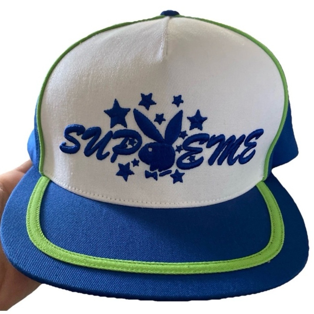 SUPREME PLAYBOY 5-PANEL OS HAT ROYAL  100% AUTHENTIC SS21